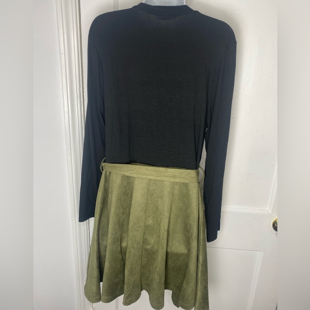 Cupshe NWT Evergreen Days Two Tone Women's Olive Green Tie-Waist Midi Dress - Picture 7 of 10